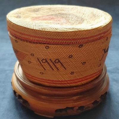 Native american wwi fine woven basket could be makah