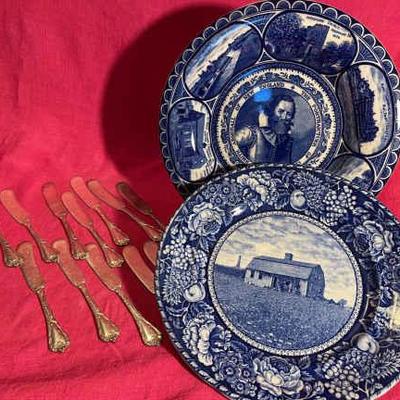 Reed baron monogrammed knives, transferware