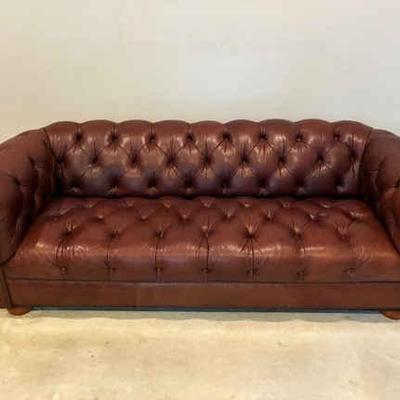 Ethan allen leather chesterfield sofa
