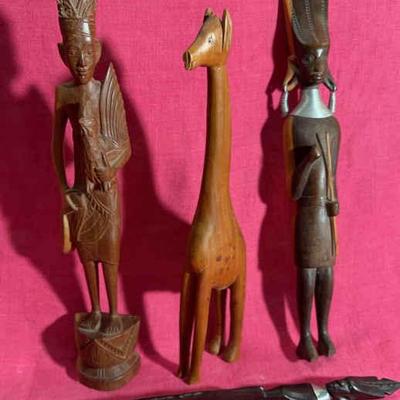 Hand carved african sculptures and letter opener