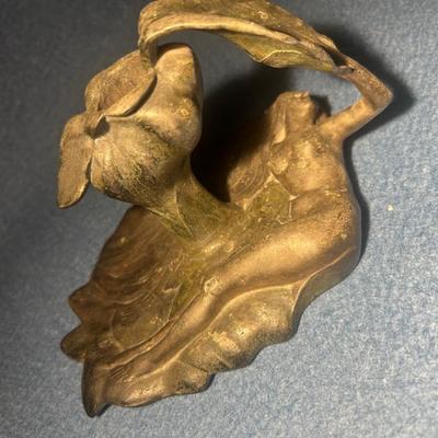 Brass nouveau figural lady candle stick