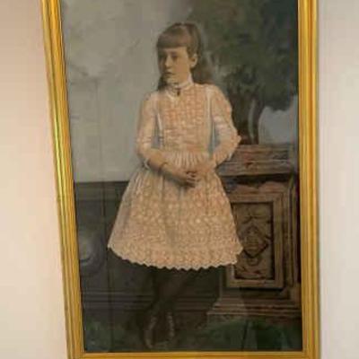 Large antique photograph of young girl