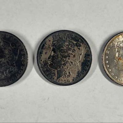 1897 1) & 1900 (2) morgan silver dollars 3 total