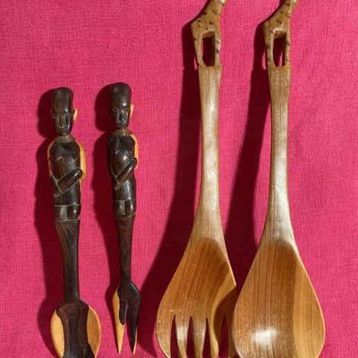 Hand carved utensils from kenya 1951 wood and metal