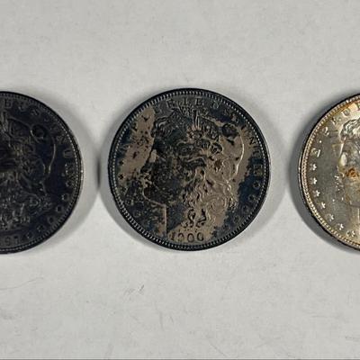 1897 (1) & 1900 (2) Morgan Silver Dollars - 3 Total