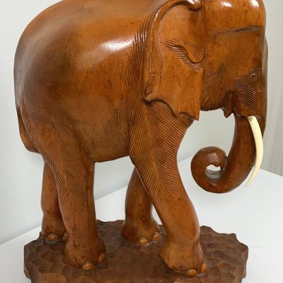 Solid Wood Hand Carved Elephant 