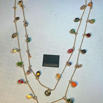 Joan Rivers 68” Gold Tone Fabergé Egg Charm Necklace 