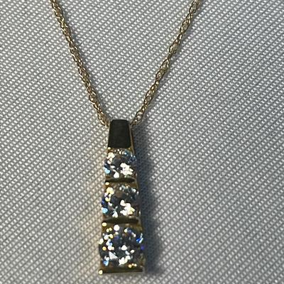 14K 18” Singapore Chain + Diamonique CZ Charm