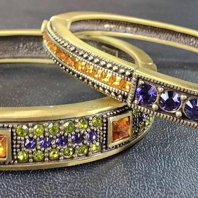Heidi Daus Brass Tone Rhinestone Hinge Bracelet (2)