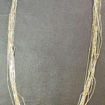 .925 Sterling Liquid Silver & Bead 30” Multi Strand Necklace ￼
