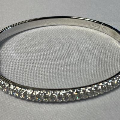 .925 Sterling Silver Platinum Clad CZ Pave’ Bangle 