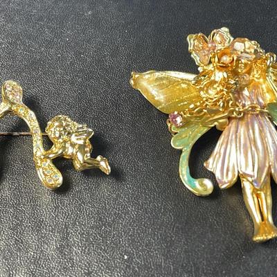 Kirks Folly 'Cherub' (1) & 'Primrose Garden' (1) Fairy Stone Pins 