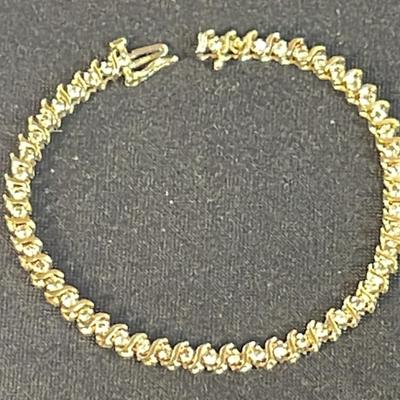 10K Diamond S Link 7 1/4” Tennis Bracelet
