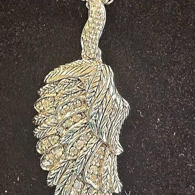 .925 Sterling Silver 18" Link Chain + Angel Wing Pendant Necklace 