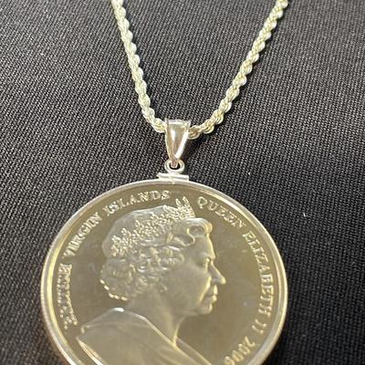 ‘Less We Forget’ Sterling Silver & Gold Plate Pendant (1) + .925 24” Solid Rope Chain (1)