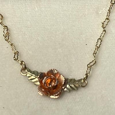 Black Hills Gold 10K White & Rose Gold Rose 18” Necklace