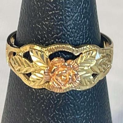 Beverly Hills Gold 14 K Yellow And Rose Gold Ring, Size 5 