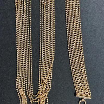 Costume Beaded Gold Tone Necklace (1) & Bracelet (1)