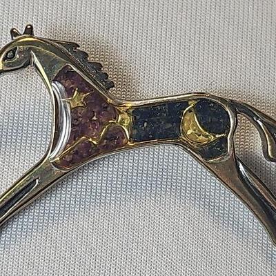 . 925 Sterling Silver 'Painted Pony' Lapis Pin #106