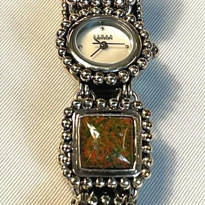 Cedar Canyon Silver Case Genuine Stone Ladies Watch 