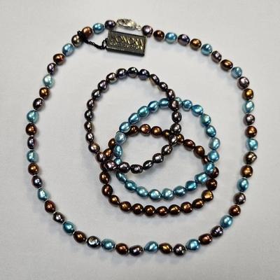 Honora Cultured Freshwater Pearl 16" Necklace (1) + Matching Stretch Bracelets (3)