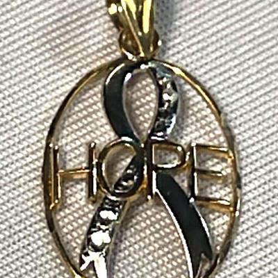 14K Bi-Color Gold Hope Charm 