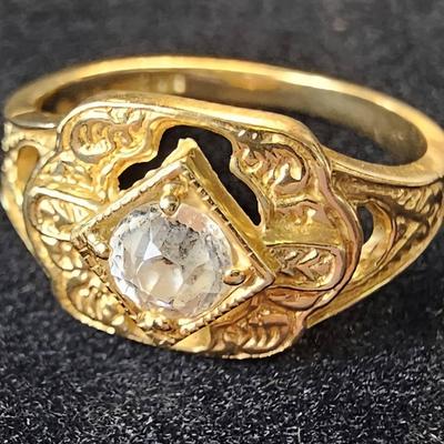 14k Solitaire CZ Pinky Ring, Size 4 3/4