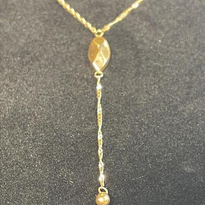 14K Eternal Gold 18” Twisted Singapore Lariat Necklace 