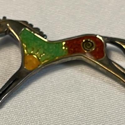 .925 Sterling Silver Enamel Horse Lapel Pin #08