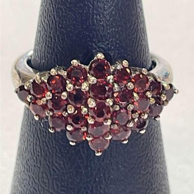 .925 Sterling Silver & Garnet Melissa Rivers Ring, Size 6 
