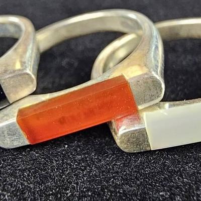 .925 Sterling Silver Cedar Canyon Set Of 5 Stack Rings, Size 5