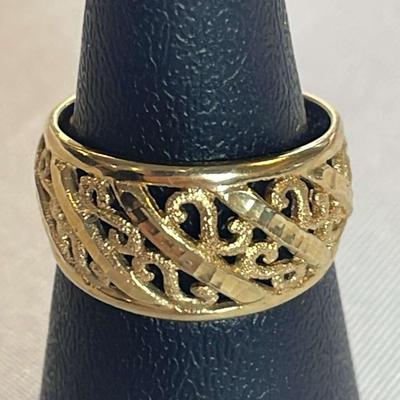 Beverly Hills Gold 14K Filigree Band Ring,  Size 6