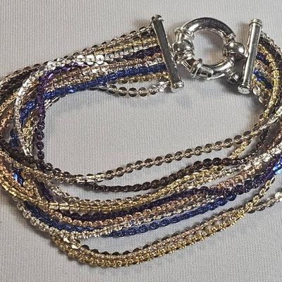 .925 Sterling Silver 10-Strand 'Lumina' 7.5" Bracelet 