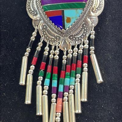 .925 Sterling Silver Heishi Native American Pin
