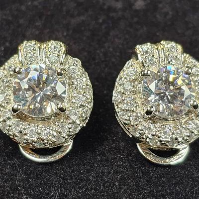 .925 Sterling Silver CZ Clip-On Earrings