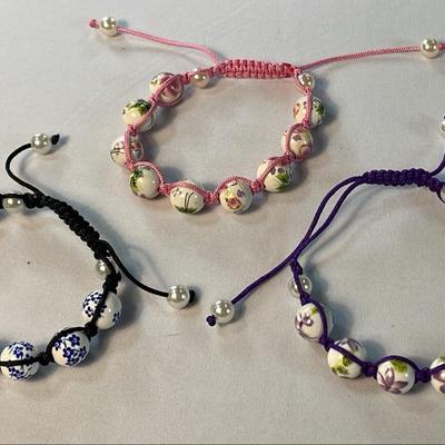 Lee Sands Ceramic Macramé Bead 7” Bracelets (3)