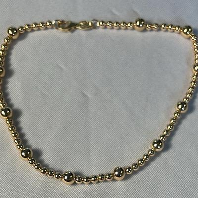 .585 14K EternaGold Bead 9” Anklet 