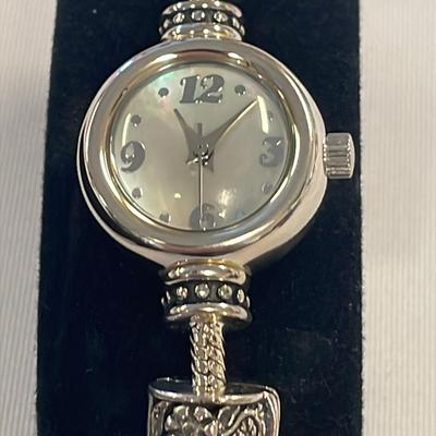 Sterling Silver Case Mother Of Pearl Face Ladies Watch 