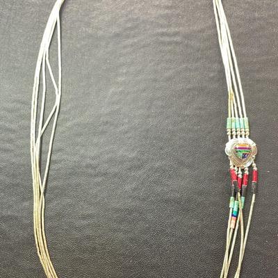 .925 Sterling Liquid Silver Heishi Native American 22” Necklace 