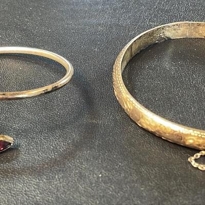 .925 Sterling Silver Cuff (1) & Hinge Bracelets (1)