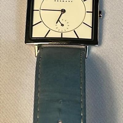 Skagen Stainless Steel W/Blue Suede Band Watch 