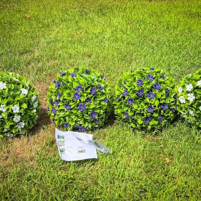 (2) Wicker Park Artificial Flower Spheres – White & Purple