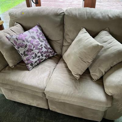 70” Wide Microfiber Reclining Loveseat with Pillows