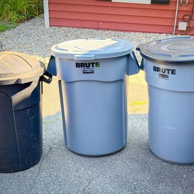 (3) Large Trash Cans
