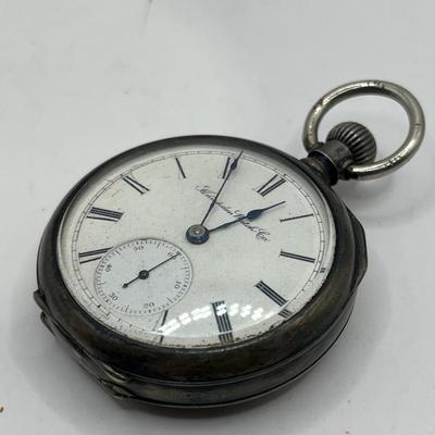 Antique Hampden Watch Co. Silver Pocket Watch 
