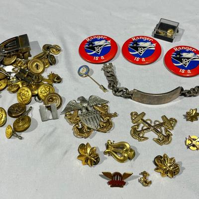 Vintage US Navy Pins, Buttons, Ranks & More