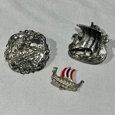 Vintage Norwegian Pin Trio 