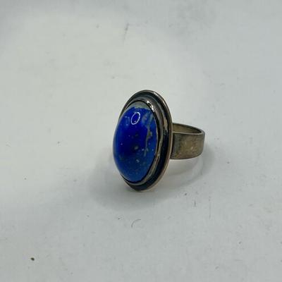 Vintage 925 Sterling Silver & Blue Lapis Lazuli Stone Ring 