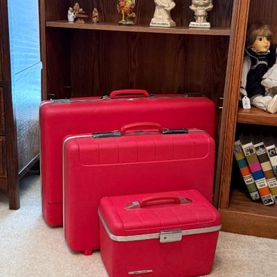Vintage Red Suitcase Set