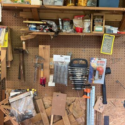 Workshop Wall with Hand Tools, Fasteners & Accessories
